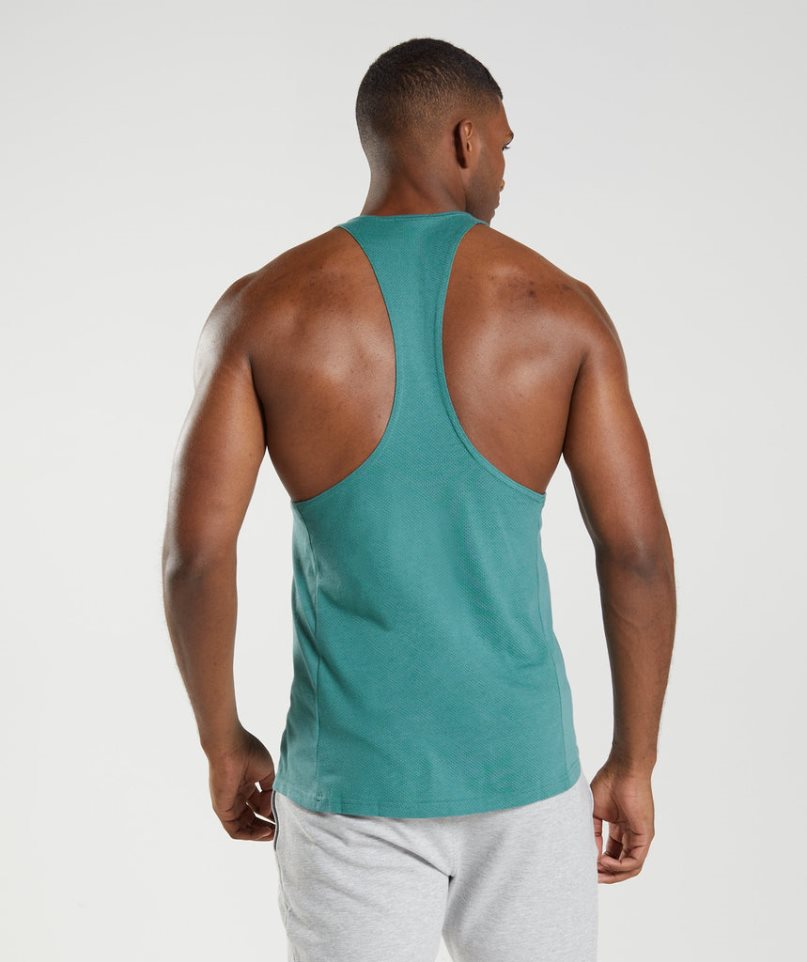 Men's Gymshark React Stringer Tanks Turquoise | CA D816A5